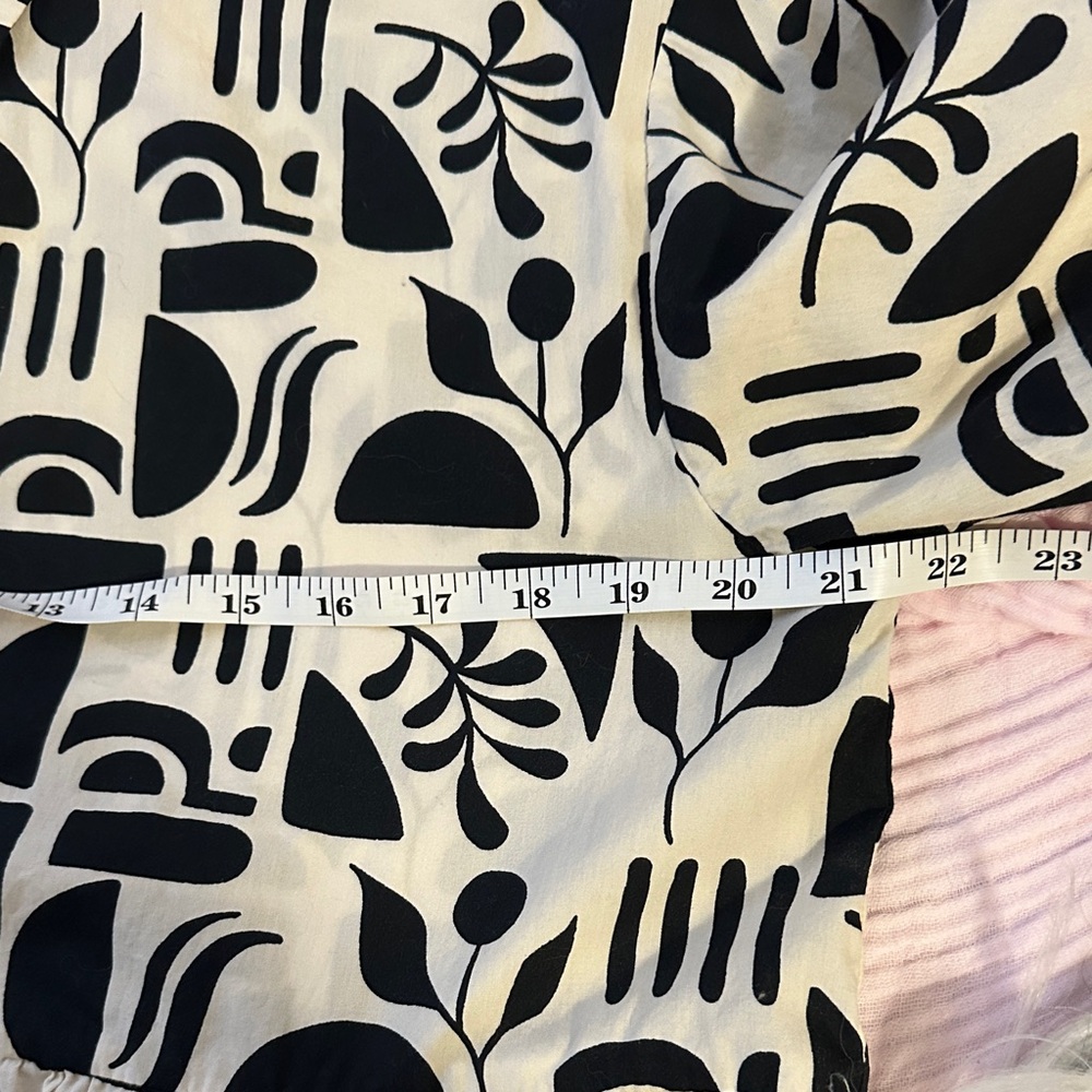 Maeve Anthropologie Bettina Black and White Graphic Long Sleeve Dress - Picture 3 of 4